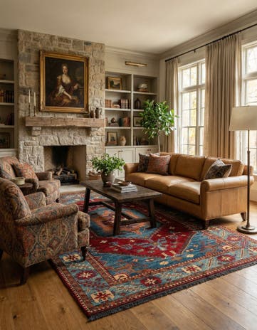 6' 8 x 9' 9 Hand Knotted Kazak Wool Rug