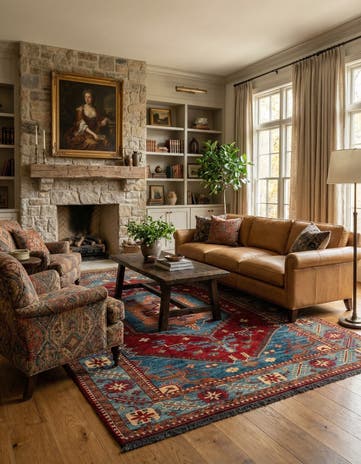 6' 8 x 9' 9 Hand Knotted Kazak Wool Rug