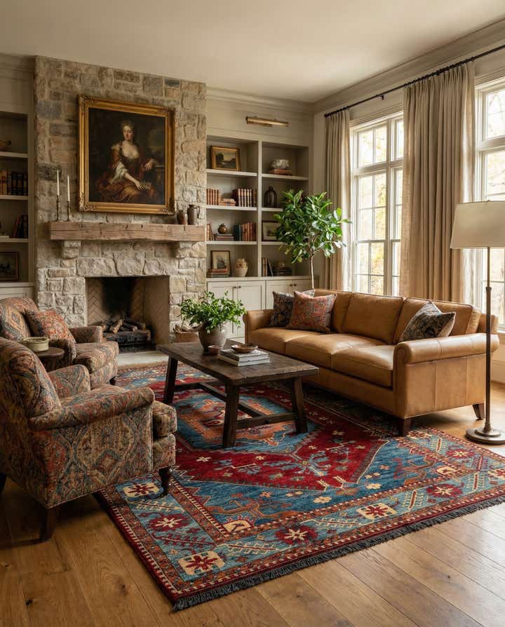 6' 8 x 9' 9 Hand Knotted Kazak Wool Rug