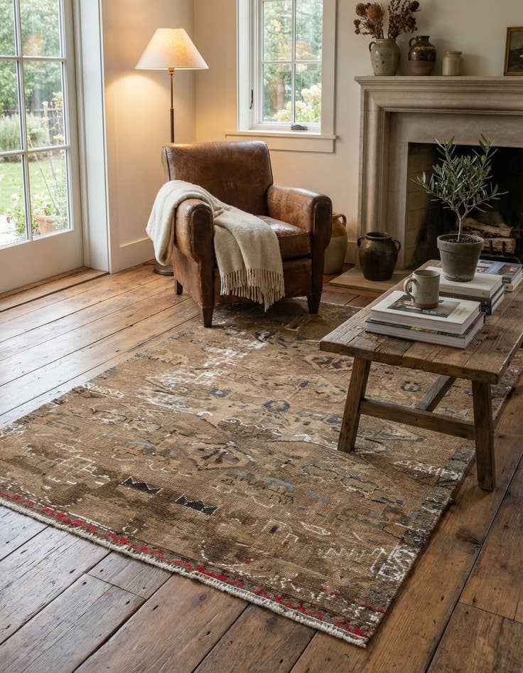 Detail image of 3' 10 x 5' 10  Hand Knotted Ultra Vintage Persian Wool Rug