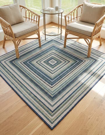 Blue Easy-Clean Baja Indoor / Outdoor Square Rug