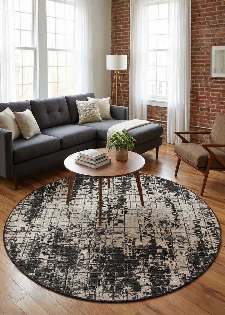 6' x 6' Easy-Clean Modern Indoor / Outdoor Round Rug