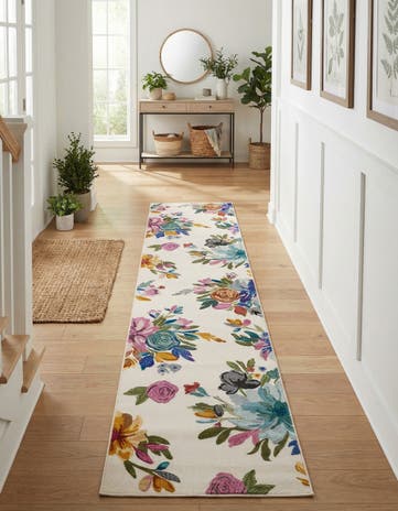Ivory Blossom Runner Rug