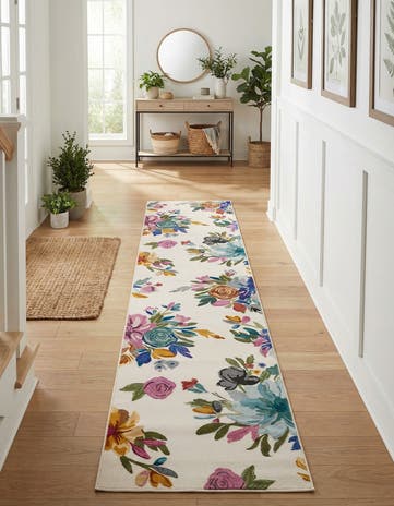 Ivory Blossom Runner Rug