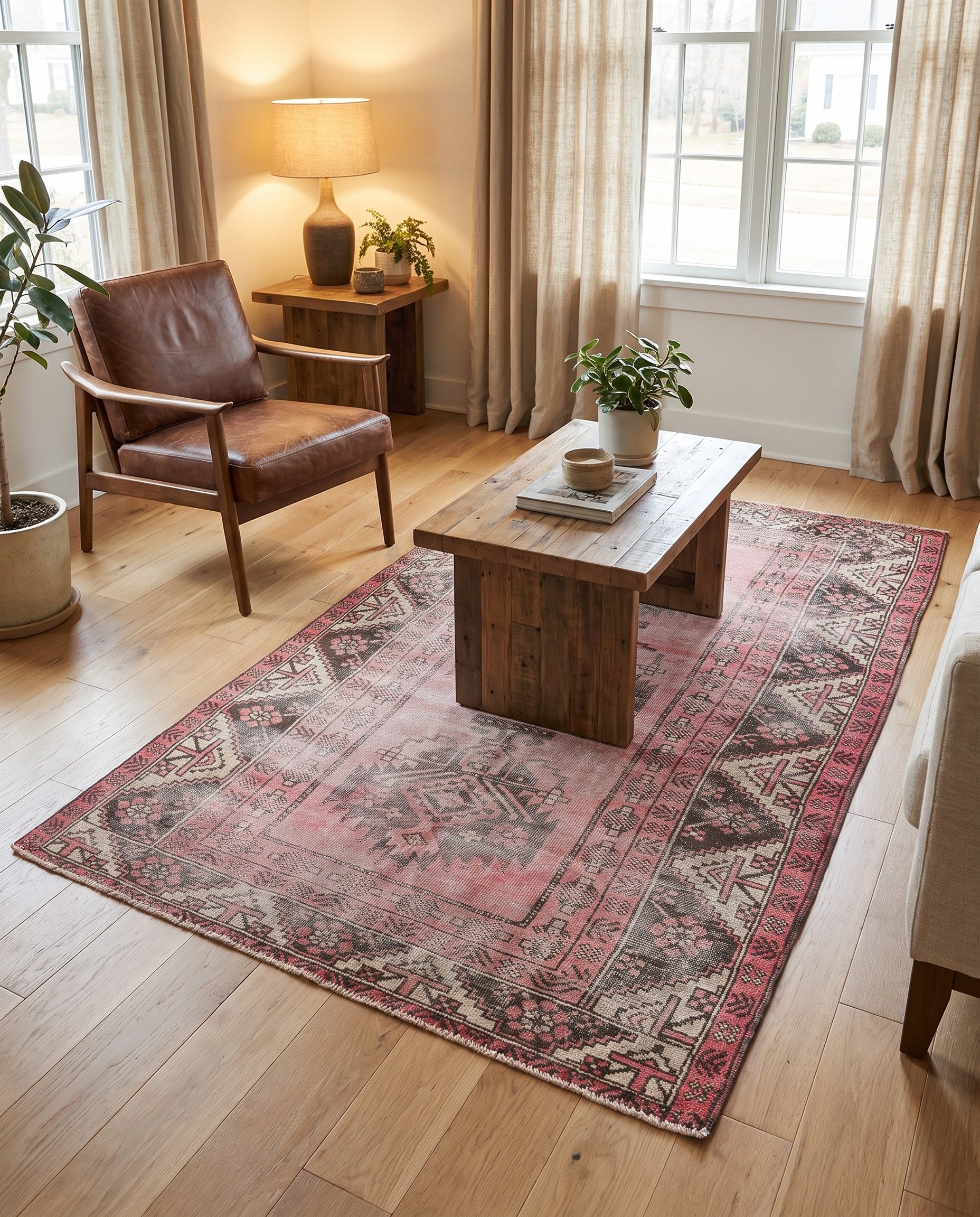 4' x 6' 8 Hand Knotted Ultra Vintage Persian Wool Rug