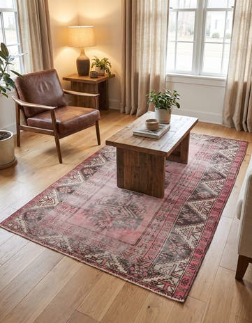 4' x 6' 8 Hand Knotted Ultra Vintage Persian Wool Rug