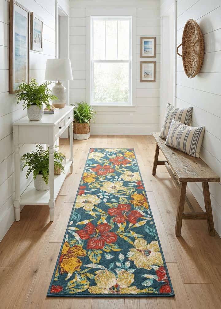 2' 7 x 10' Easy-Clean Coastal Indoor / Outdoor Runner Rug