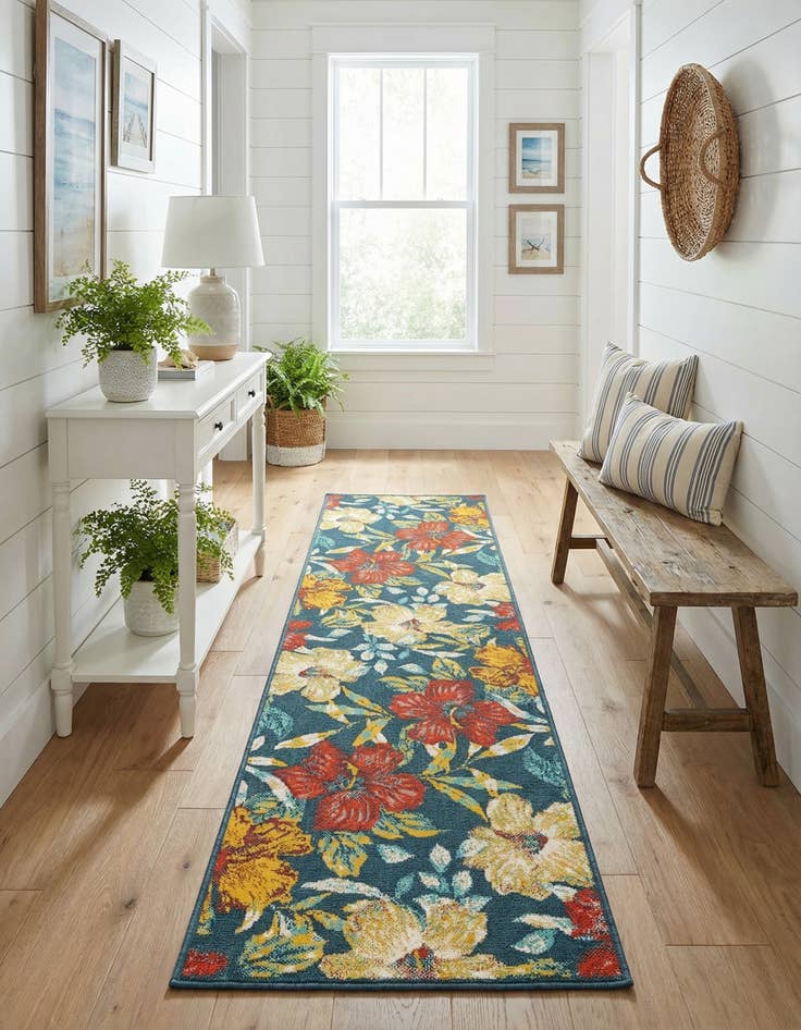 Detail image of  2' 7 x 10'  Washable Coastal Indoor / Outdoor Runner Rug