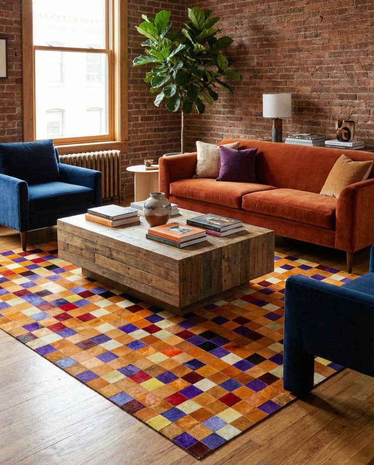 Detail image of 7' 11 x 9' 11 Cowhide - Patchwork Rug