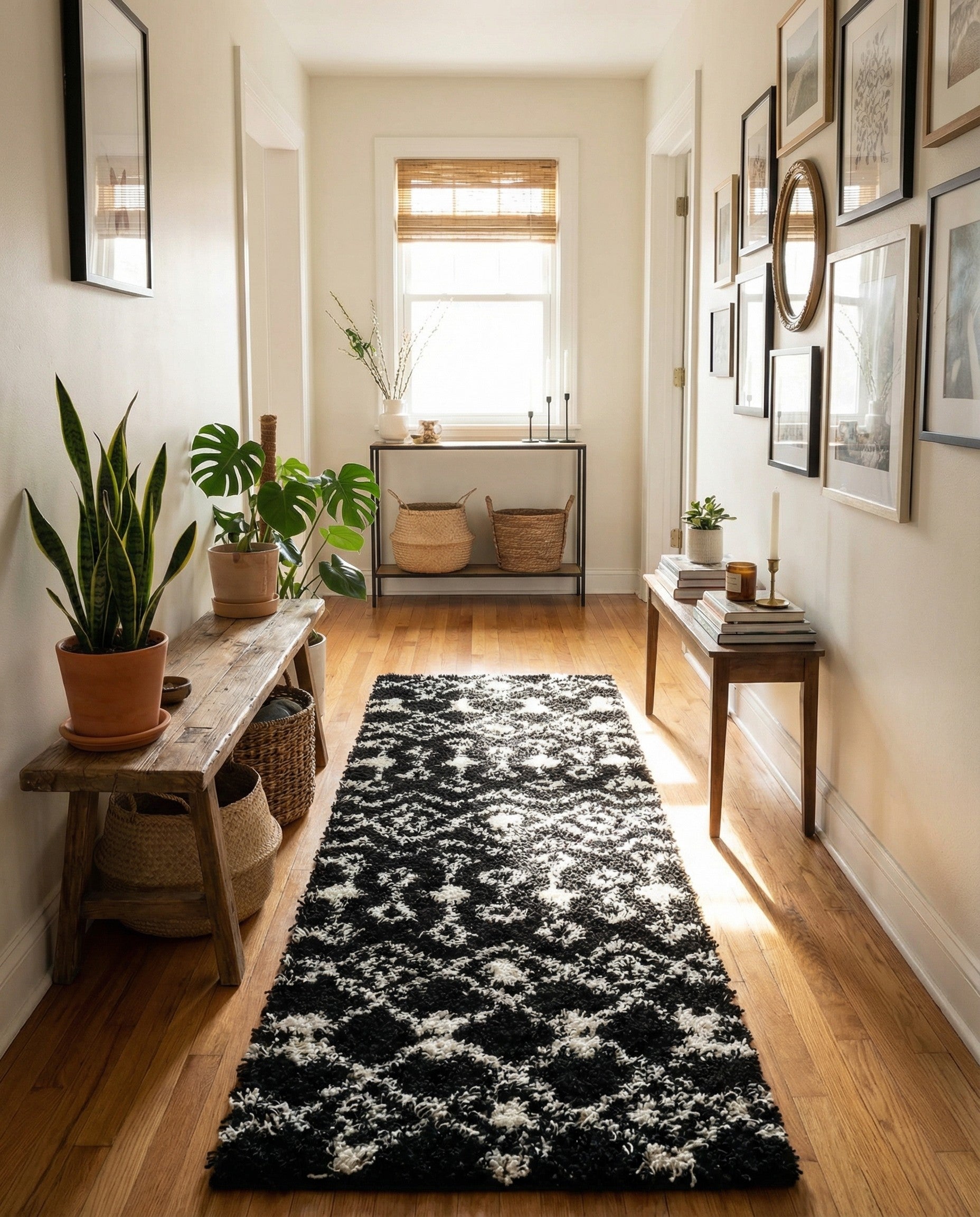  2' x 6' Moroccan Trellis Shag Runner Rug
