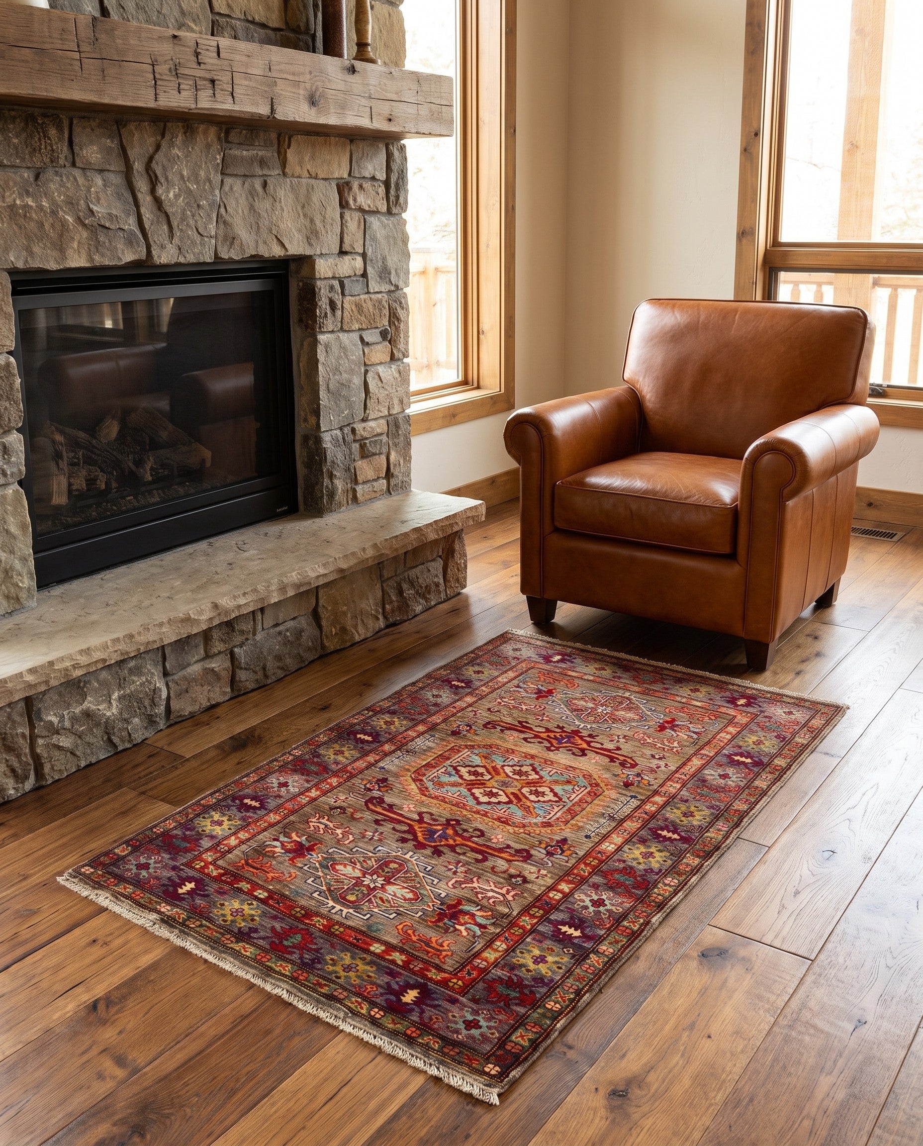 3' 4 x 5' 2 Hand Knotted Kazak Rug