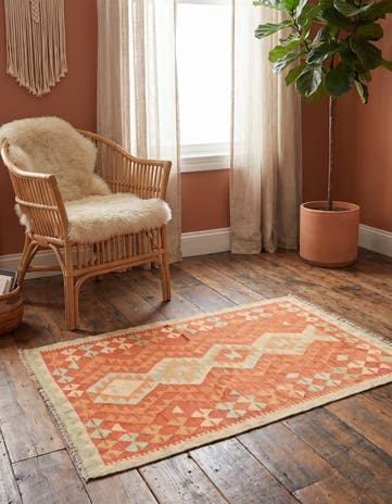 2' 10 x 4' 6 Hand Woven Kilim Waziri Wool Rug