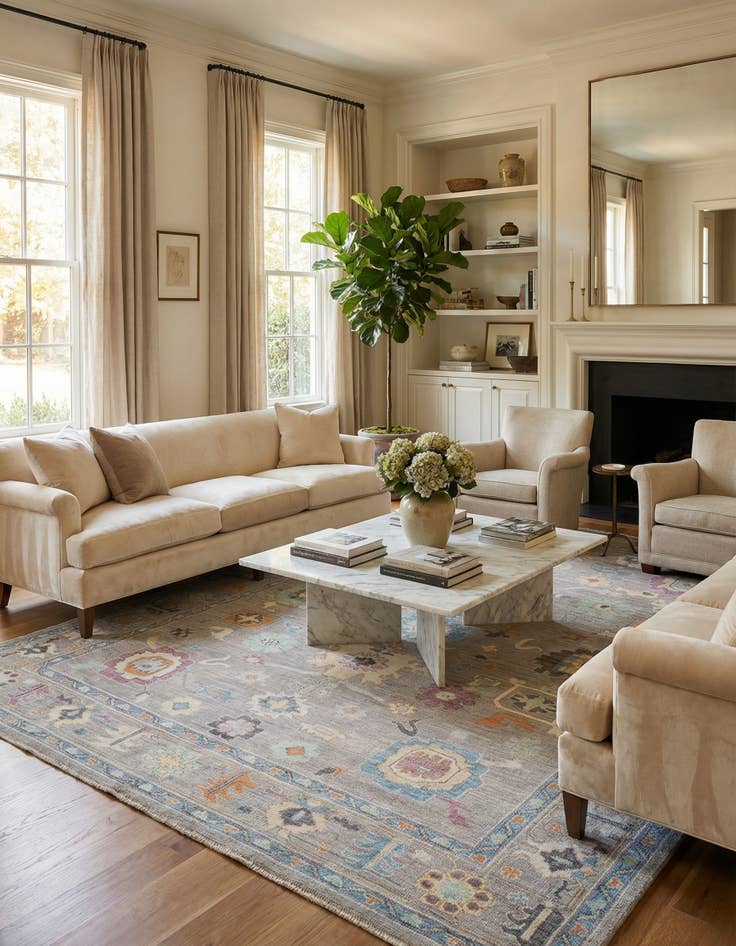 Detail image of 9' 11 x 13' 11  Hand Knotted Oushak Rug