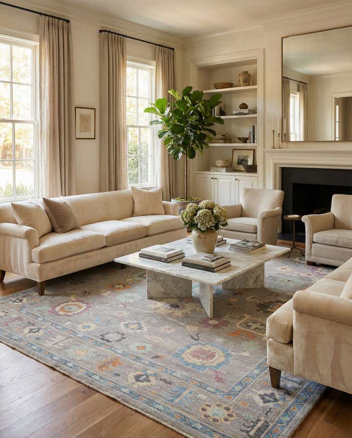 9' 11 x 13' 11 Hand Knotted Oushak Rug