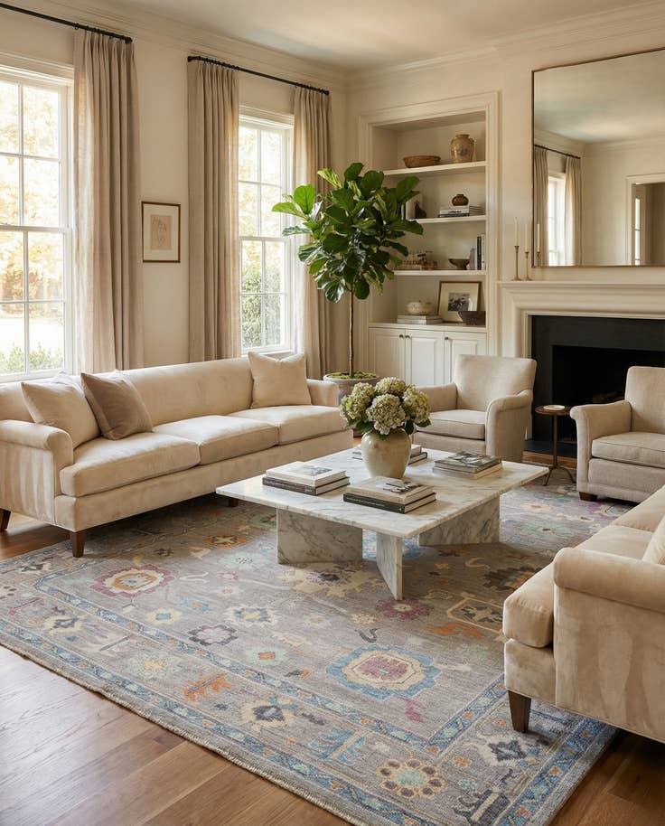 Detail image of 9' 11 x 13' 11 Hand Knotted Oushak Rug