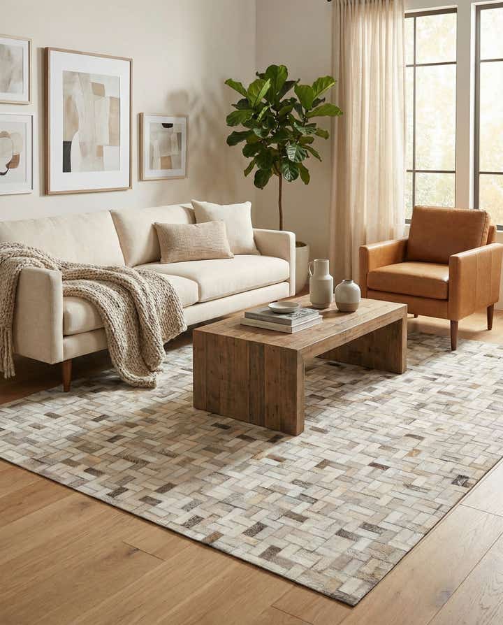 4' 7 x 6' 6 Cowhide Stocks Rug