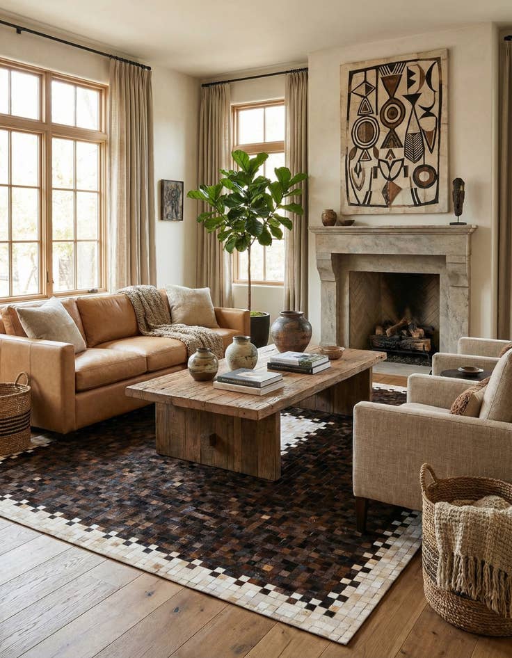 Detail image of 8' 2 x 9' 11 Cowhide Stocks Rug