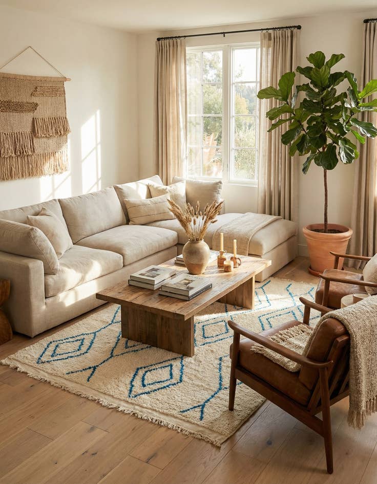 Detail image of 5' 3 x 8' 2  Hand Knotted Moroccan Wool Rug