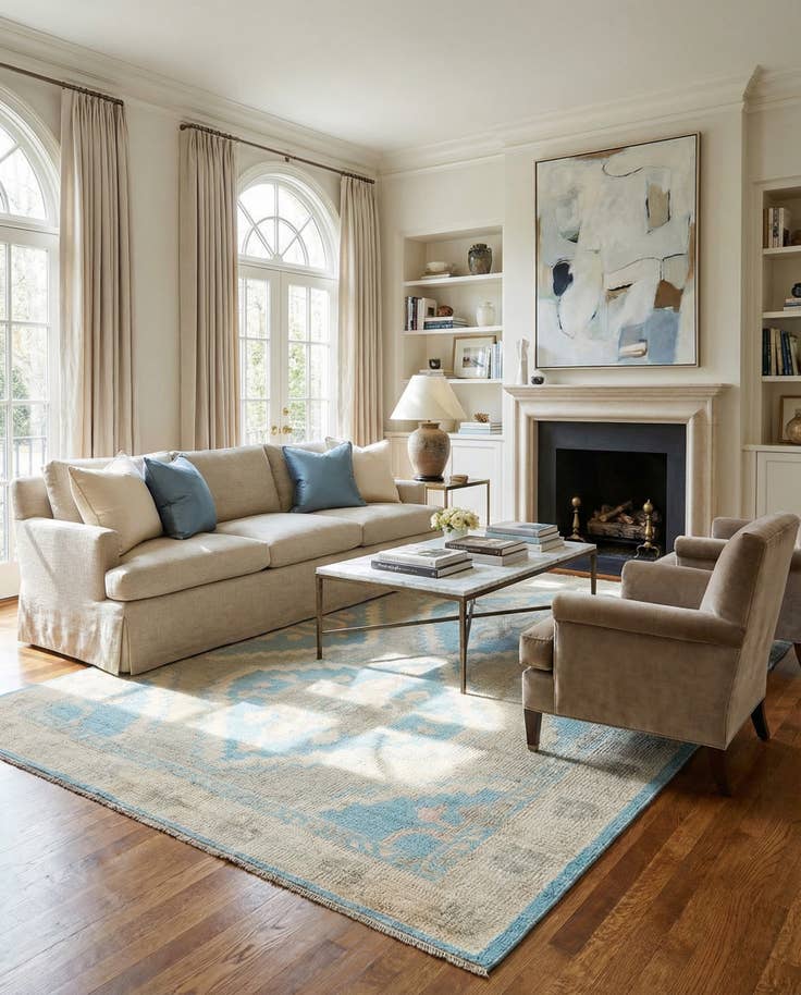 Detail image of 6' 1 x 9' 5 Hand Knotted Oushak Wool Rug