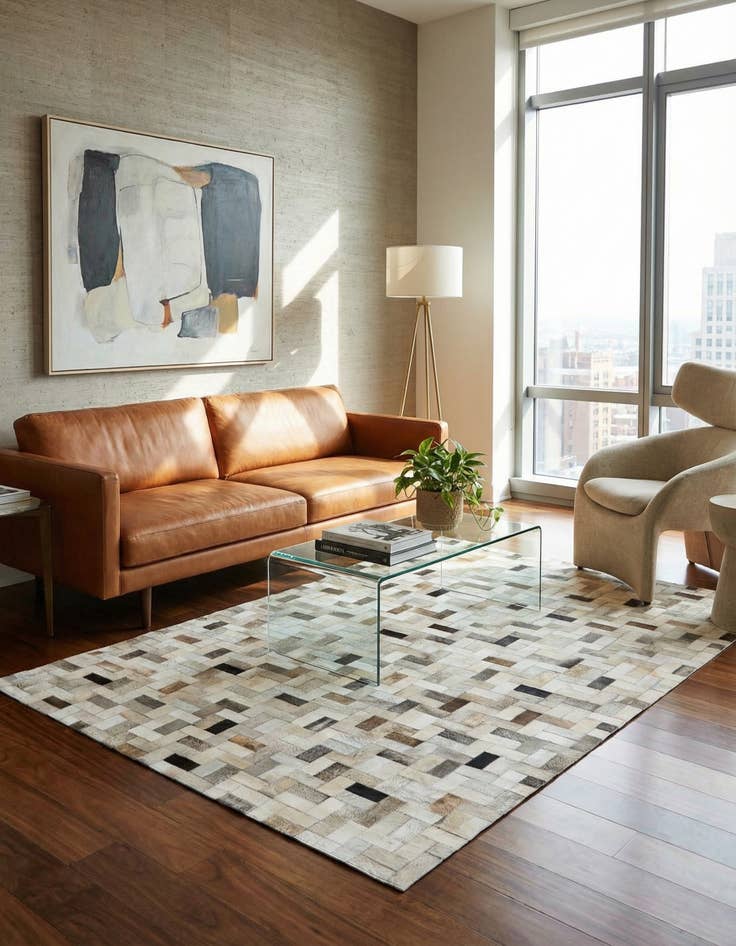 Detail image of 5' x 7' 11 Cowhide Stocks Rug