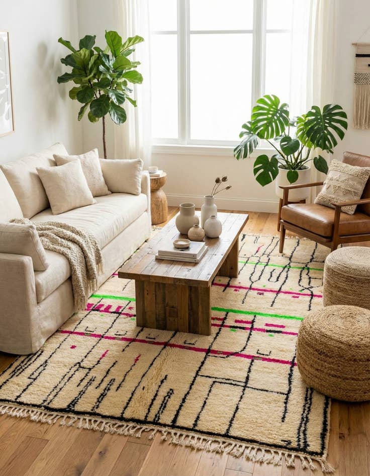 Detail image of 6' 6 x 9' 7  Hand Knotted Moroccan Wool Rug