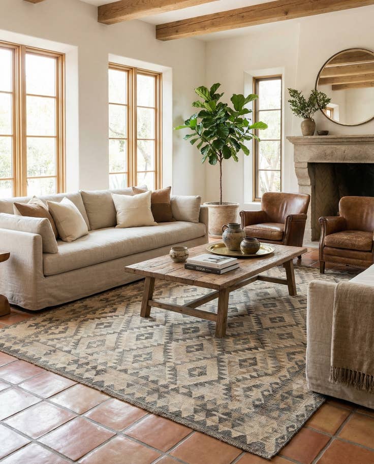 Detail image of 6' 11 x 9' 7 Hand Woven Kilim Maymana Wool Rug