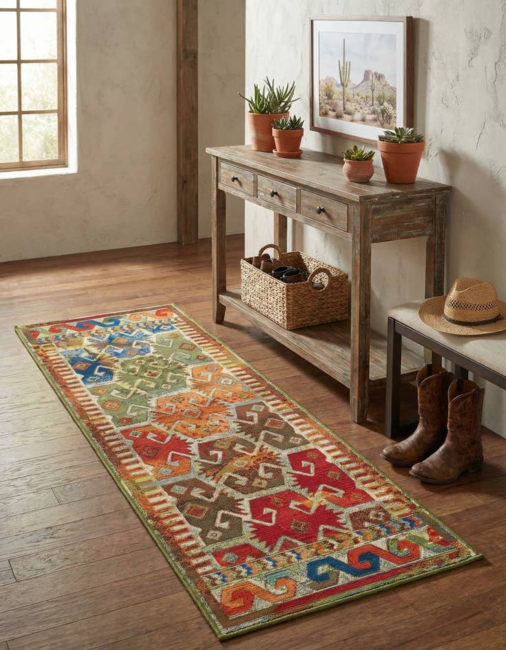 Detail image of  2' x 6'  Washable Southwestern Indoor / Outdoor Runner Rug