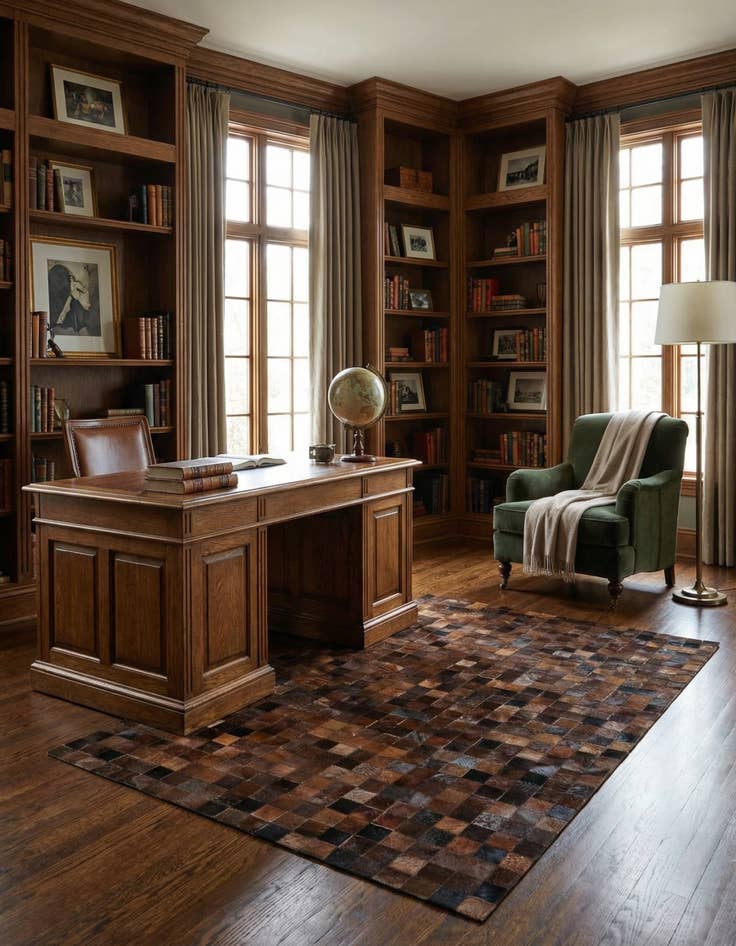 Detail image of  5' 2 x 8' Cowhide - Patchwork Rug