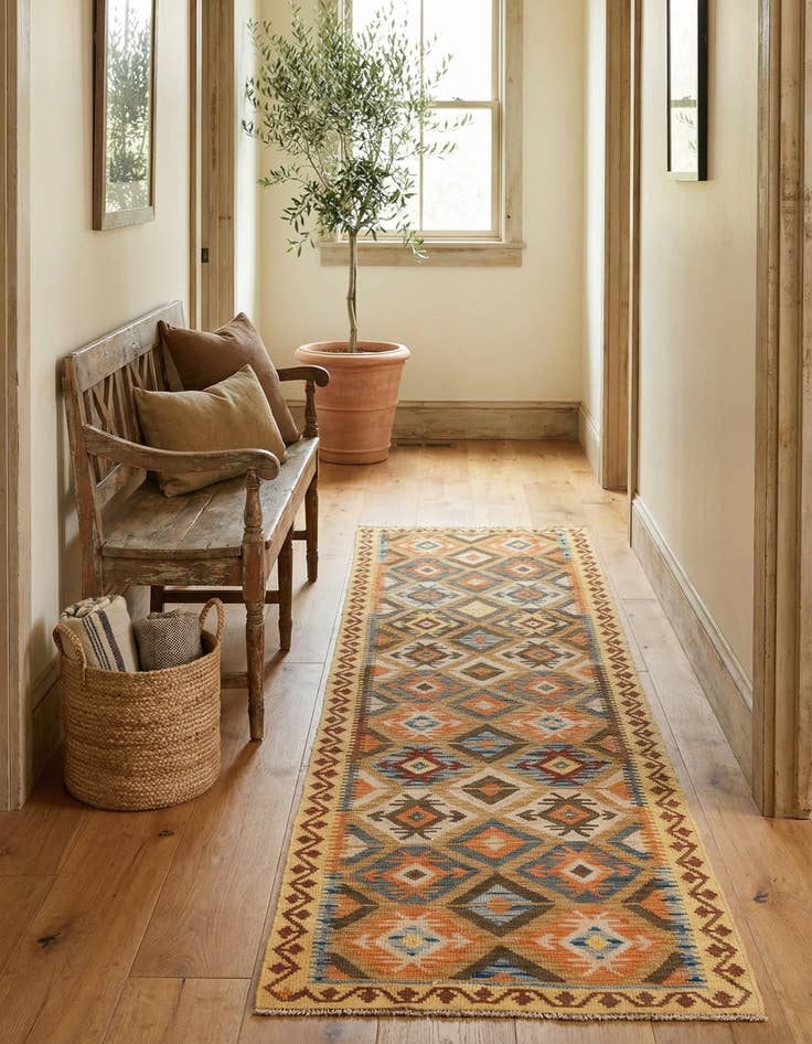 Detail image of 2' 9 x 9' 10  Hand Woven Kilim Maymana Wool Runner Rug