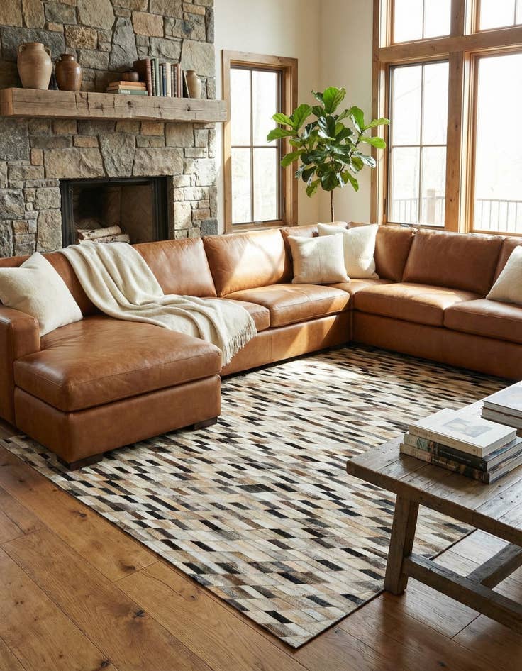 Detail image of  5' 1 x 7' 10 Cowhide - Patchwork Rug