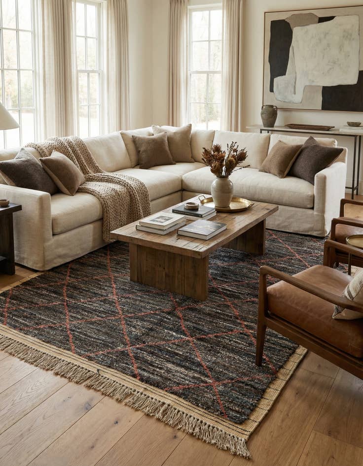 Detail image of 6' 2 x 9' 6  Hand Knotted Moroccan Wool Rug