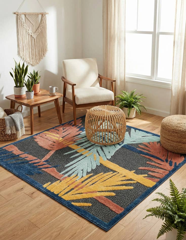 Detail image of 5' 3 x 5' 3  Washable Belize Indoor / Outdoor Square Rug