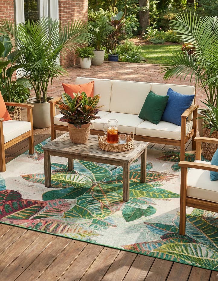 7' 10 x 11' Easy-Clean Botanical Indoor / Outd...