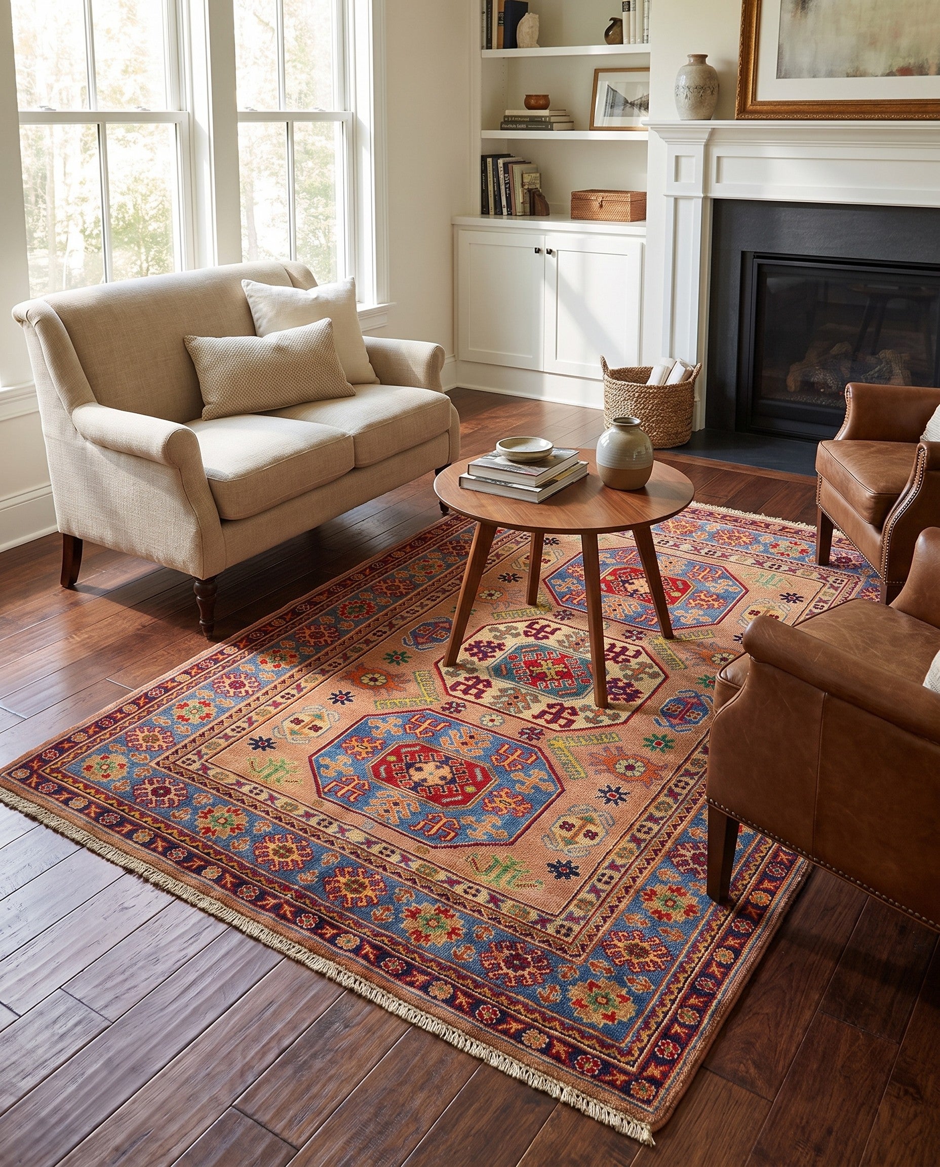 4' 3 x 5' 10 Hand Knotted Kazak Rug