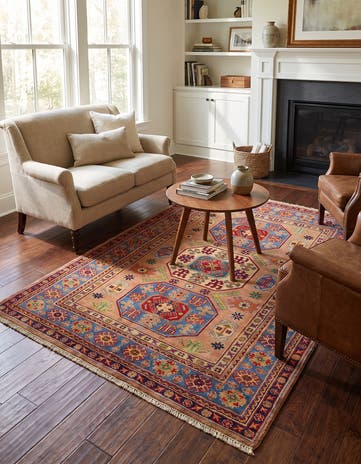 4' 3 x 5' 10 Hand Knotted Kazak Rug