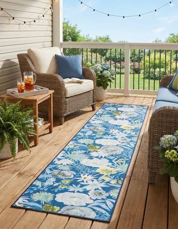 2' x 10' Easy-Clean Jill Zarin Caribbean Indoor / Outdoor Runner Rug
