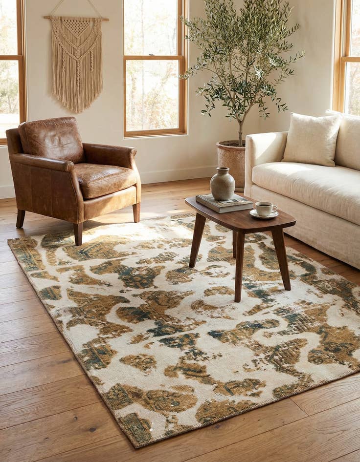 Detail image of 3' 5 x 4' 4  Hand Knotted Ultra Vintage Persian Wool Rug