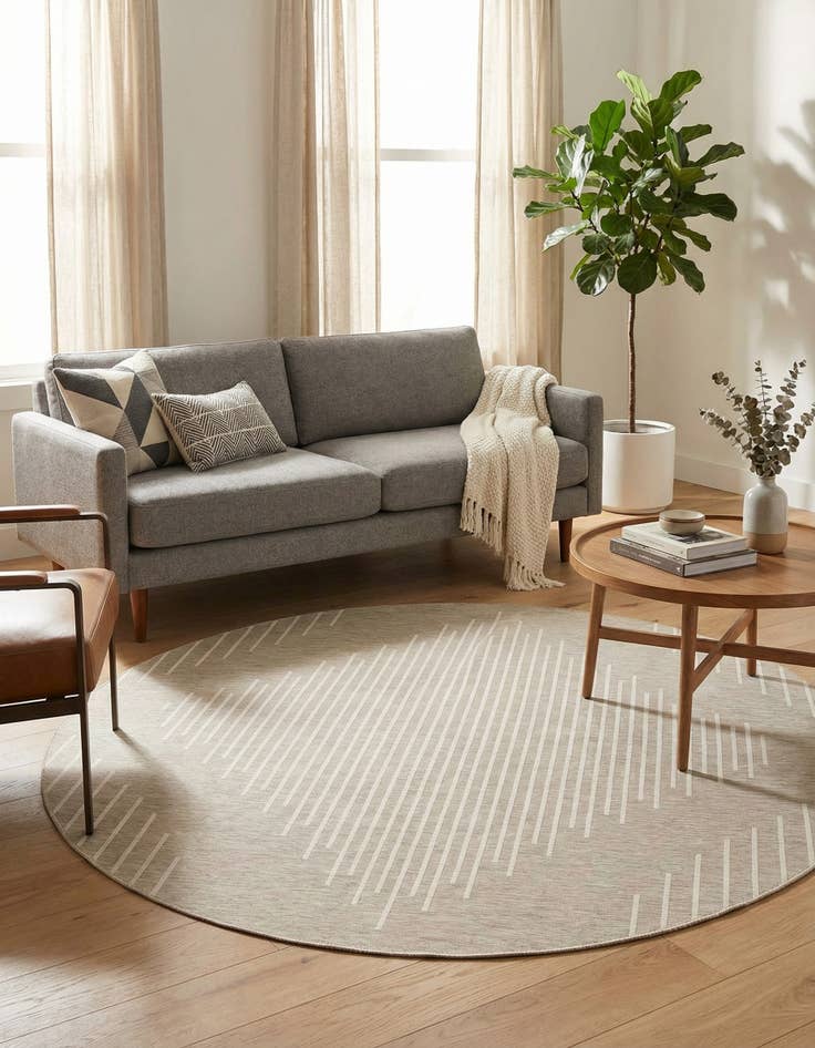 Detail image of 6' x 6'  Washable Modern Indoor / Outdoor Round Rug