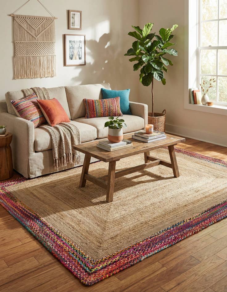 Detail image of  9' x 12' 2  Hand Braided Jute Rug