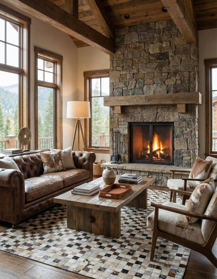 Detail image of  5' 1 x 8' 1 Cowhide Leather Rug