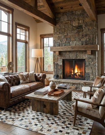 5' 1 x 8' 1 Cowhide Leather Rug