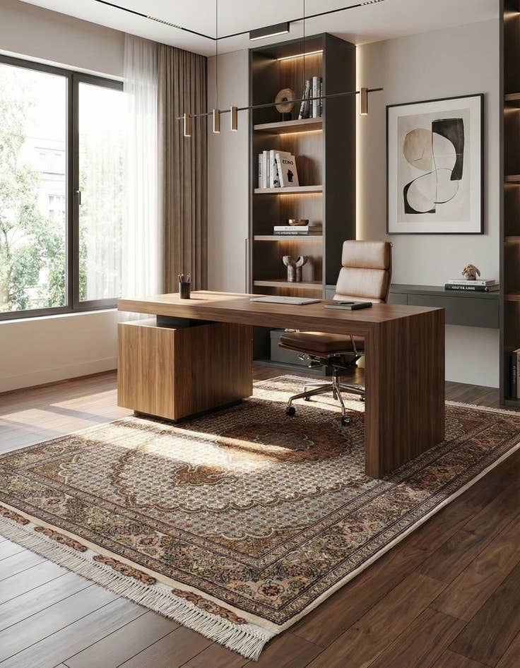 Detail image of  3' 5 x 5' 1  Hand Knotted Tabriz Mahi Persian Wool Rug