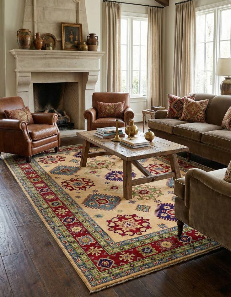 Detail image of 6' 6 x 9' 9  Hand Knotted Kazak Rug