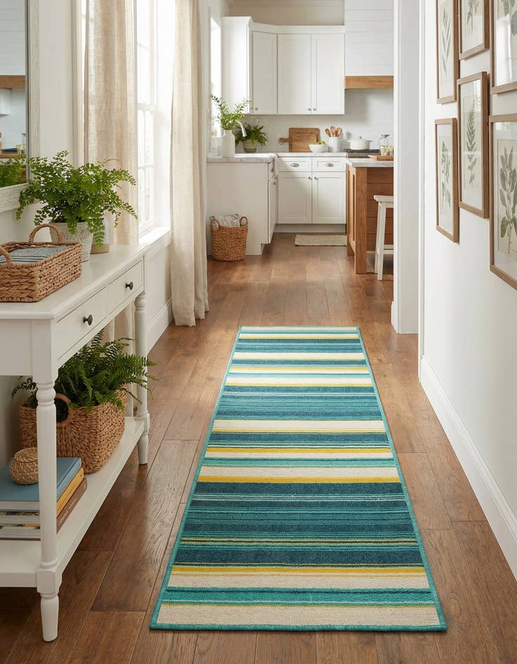 Detail image of 2' x 8'  Washable Border Indoor / Outdoor Runner Rug