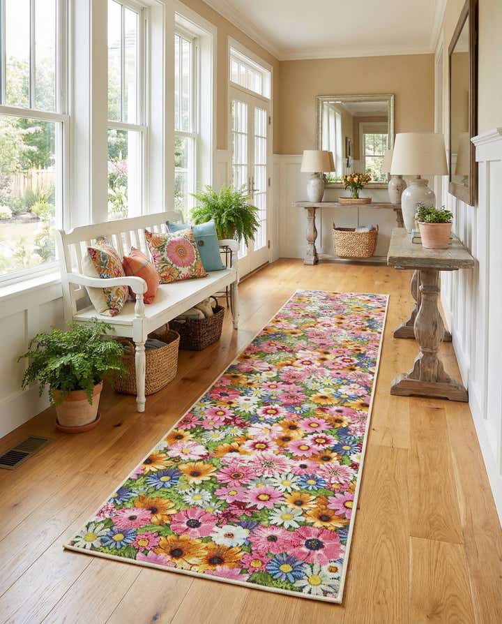 2' 7 x 12' Easy-Clean Botanical Indoor / Outdoor Runner Rug