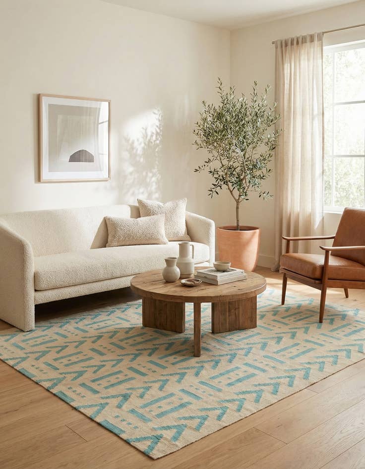 Detail image of 5' 2 x 6' 5  Hand Woven Kilim Modern Wool Rug