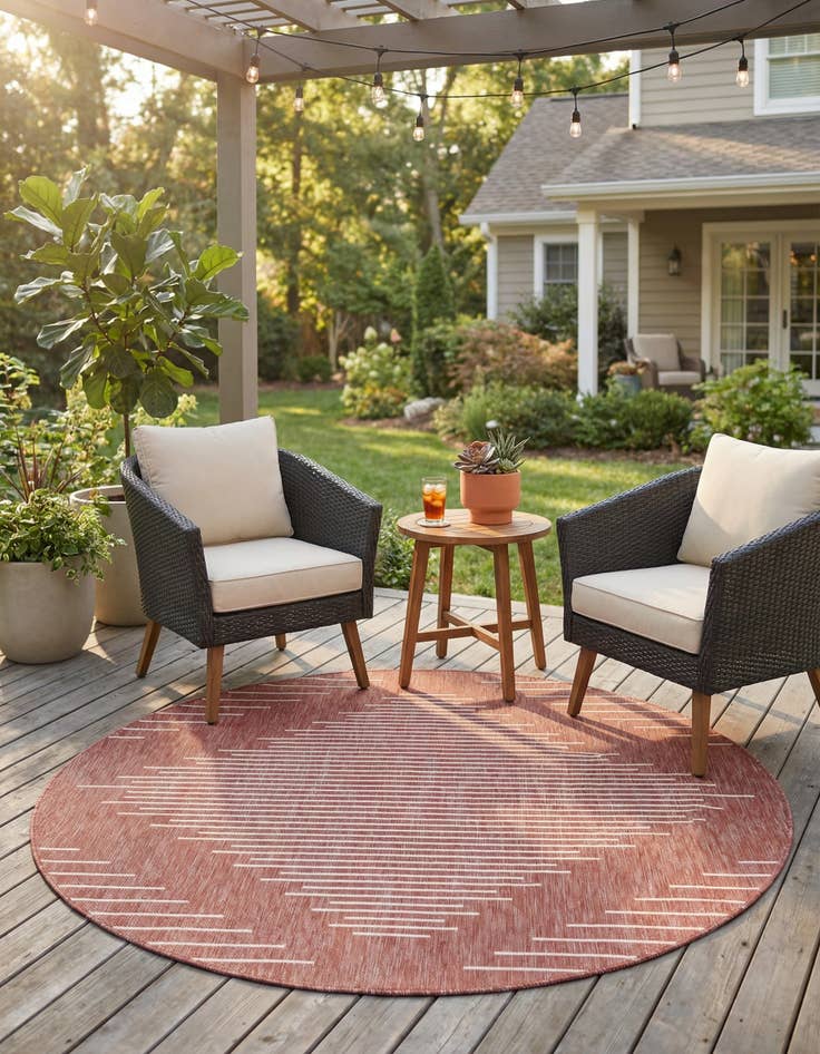 Detail image of 6' x 6'  Washable Modern Indoor / Outdoor Round Rug