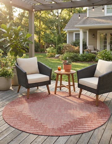 185cm x 185cm Easy-Clean Modern Indoor / Outdoor Round Rug