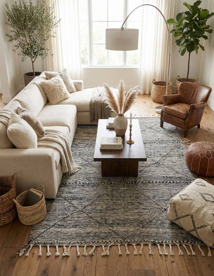 Detail image of 6' 4 x 9' 5  Hand Knotted Moroccan Wool Rug