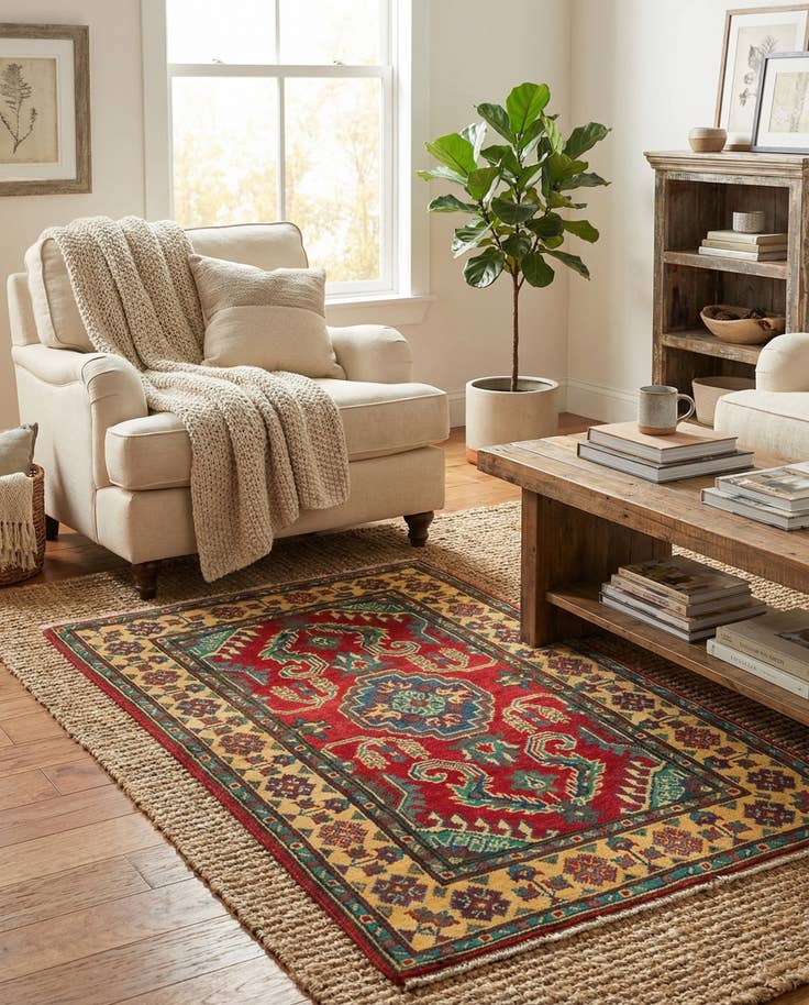 Detail image of 2' 8 x 4' 1 Hand Knotted Kazak Rug